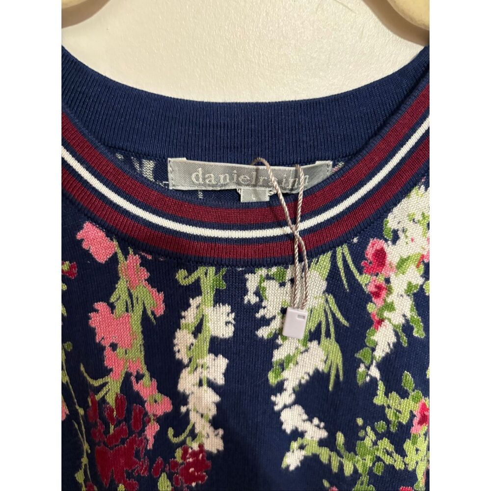 Daniel Rain Rora Halter Sweater Tank Size Large Navy Floral NWOT - Picture 7 of 10